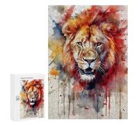 Adult Jigsaw Puzzle300 PCS Watercolors Lion Jigsaw Puzzle Brain Teaser Game Pattern Assembly Unique Birthday And Gifts 300 PCS