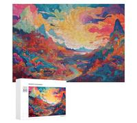 Adult Jigsaw Puzzle300 PCS Whimsical Landscape with Flowing Colors Teenagers Puzzles Brain Teaser Game Home Decoration Unique Birthday And Gifts 300 PCS