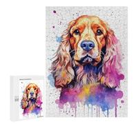 Adult Jigsaw Puzzle500 PCS American Cocker Watercolor Jigsaw Puzzle Brain Teaser Game Pattern Assembly Unique Birthday And Gifts 500 PCS