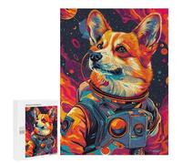 Adult Jigsaw Puzzle500 PCS Astronaut Space Corgi Jigsaw Puzzle Brain Teaser Game Pattern Assembly Unique Birthday And Gifts 500 PCS