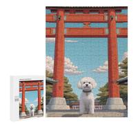 Adult Jigsaw Puzzle500 PCS Bichon Frise Torii Gate Teenagers Puzzles Brain Teaser Game Improve Memory Help The Brain Exercise 500 PCS
