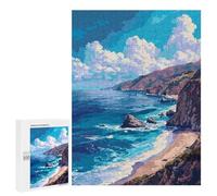 Adult Jigsaw Puzzle500 PCS California Beach Pixel Jigsaw Puzzle Brain Teaser Game Pattern Assembly Unique Birthday And Gifts 500 PCS