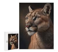 Adult Jigsaw Puzzle500 PCS Cougar Portrait on Dark Jigsaw Puzzle Brain Teaser Game Pattern Assembly Unique Birthday And Gifts 500 PCS