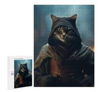 Adult Jigsaw Puzzle500 PCS Dark Evil Funny Ninja Cat Jigsaw Puzzle Brain Teaser Game Pattern Assembly Unique Birthday And Gifts 500 PCS