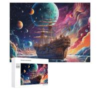 Adult Jigsaw Puzzle500 PCS Fantasy Voyage A Cosmic Sailing Adventure Teenagers Puzzles Brain Teaser Game Home Decoration Unique Birthday And Gifts 500 PCS