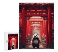 Adult Jigsaw Puzzle500 PCS Japanese Panda Torii Gate Jigsaw Puzzle Brain Teaser Game Pattern Assembly Unique Birthday And Gifts 500 PCS