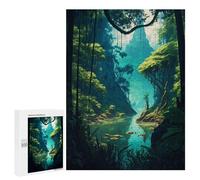 Adult Jigsaw Puzzle500 PCS Jungle River Jigsaw Puzzle Brain Teaser Game Pattern Assembly Unique Birthday And Gifts 500 PCS
