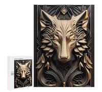 Adult Jigsaw Puzzle500 PCS Majestic Golden King Wolf Teenagers Puzzles Brain Teaser Game Improve Memory Help The Brain Exercise 500 PCS