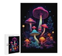 Adult Jigsaw Puzzle500 PCS Neon Mushroom Dream Jigsaw Puzzle Brain Teaser Game Pattern Assembly Unique Birthday And Gifts 500 PCS
