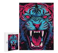 Adult Jigsaw Puzzle500 PCS Neon Vintage Tiger Jigsaw Puzzle Brain Teaser Game Pattern Assembly Unique Birthday And Gifts 500 PCS