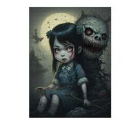 Adult Jigsaw Puzzle500 PCS Nightmare Doll with Full Moon Jigsaws for Adults Anti-Stress Toys Pattern Assembly Stress Reduction Gifts 500 PCS