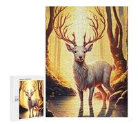 Adult Jigsaw Puzzle500 PCS Painting A Deer Animal Jigsaw Puzzle Brain Teaser Game Pattern Assembly Unique Birthday And Gifts 500 PCS