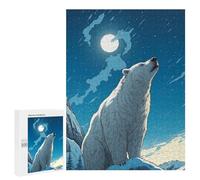 Adult Jigsaw Puzzle500 PCS Polar Bear Under Moonlight Teenagers Puzzles Brain Teaser Game Home Decoration Unique Birthday And Gifts 500 PCS