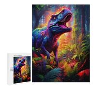 Adult Jigsaw Puzzle500 PCS Rainbow Dinosaur in Jungle Puzzles for Teenagers Stress Reliever Every Piece Is Unique - Challenging Game Toys 500 PCS