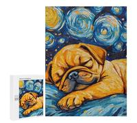 Adult Jigsaw Puzzle500 PCS Sleeping Puggle Starry Night Jigsaw Puzzle Brain Teaser Game Pattern Assembly Unique Birthday And Gifts 500 PCS