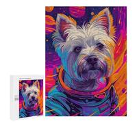 Adult Jigsaw Puzzle500 PCS Terrier Astronaut Space Jigsaw Puzzle Brain Teaser Game Pattern Assembly Unique Birthday And Gifts 500 PCS
