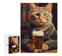 Adult Jigsaw Puzzle500 PCS The Drinking Cat Beer Puzzles for Adults Relaxing Games Improve Memory Deal As Gifts for The Whole Family 500 PCS