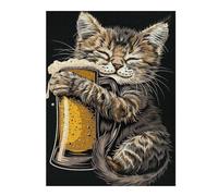 Adult Jigsaw Puzzle52x38cm/1000pcs Cat Beer Jigsaw for Adults Brain Teaser Game Precision Cutting Deal As Gifts for The Whole Family 52x38cm/1000pcs