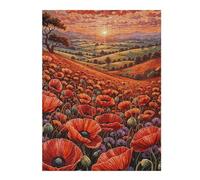Adult Jigsaw Puzzle52x38cm/1000pcs Poppy Field Sunset Jigsaw for Adults Brain Teaser Game Precision Cutting Deal As Gifts for The Whole Family 52x38cm/1000pcs