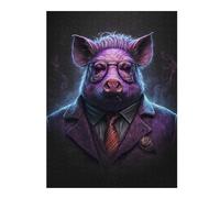 Adult Jigsaw Puzzle52x38cm/1000pcs Smokey Pig Sleuth Jigsaw for Adults Brain Teaser Game Precision Cutting Deal As Gifts for The Whole Family 52x38cm/1000pcs