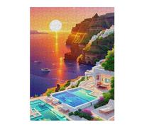 Adult Jigsaw Puzzle52x38cm/1000pcs Sunset Cliffside Retreat Adult Jigsaw Puzzle Brain Teaser Game Birthday Present for Birthday, Chrismas 52x38cm/1000pcs