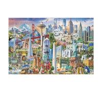 Adult Jigsaw Puzzle75x50cm/1000pcs American Iconic Landmarks Puzzle Teenagers Puzzles Brain Teaser Game Home Decoration Unique Birthday And Gifts 75x50cm/1000pcs