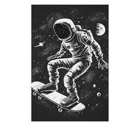 Adult Jigsaw Puzzle75x50cm/1000pcs Astronaut on A Skateboard Adult Jigsaw Puzzle Relaxing Games Perfect Decoration Deal As Gifts for The Whole Family 75x50cm/1000pcs