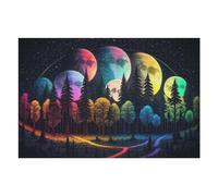 Adult Jigsaw Puzzle75x50cm/1000pcs Colorful Forest with Rainbow Moons Teenagers Puzzles Brain Teaser Game Home Decoration Unique Birthday And Gifts 75x50cm/1000pcs