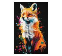 Adult Jigsaw Puzzle75x50cm/1000pcs Colorful Fox Portrait on Black Background Puzzle for Adults Relax Games But Fun And Humorous for Birthday, Chrismas 75x50cm/1000pcs