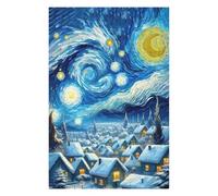 Adult Jigsaw Puzzle75x50cm/1000pcs Starry Night Winter Santa Jigsaw for Adults Brain Teaser Game Precision Cutting Deal As Gifts for The Whole Family 75x50cm/1000pcs