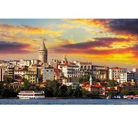 Adult Jigsaw Puzzles 100 Pieces Sunset Scenery Of Galata City In Istanbul Turkey 45,5x35,5CM