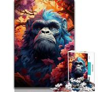 Adult Jigsaw Puzzles 1000 A Gorilla in The Flowers Teenager Puzzles,Game Toys Every Piece Is Unique - Challenging Family Fun Game (size 75x50cm)