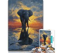 Adult Jigsaw Puzzles 1000 African Elephant Oil Painting,Help The Brain Exercise Addictive Toys to Cultivate Patience Artists Collection,Fine Art 38x26cm
