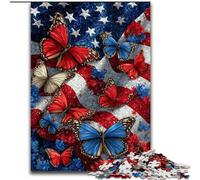 Adult Jigsaw Puzzles 1000 American Flag Butterfly, for Ages 14 And over Each Piece Is Unique - Fun And Challenging Game for The Whole Family Good Gift (size 26x38cm)