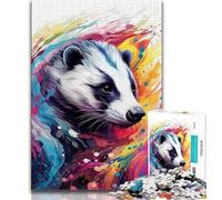 Adult Jigsaw Puzzles 1000 Animals Honey Badger Teenager Puzzles,Game Toys Every Piece Is Unique - Challenging Family Fun Game (size 75x50cm)