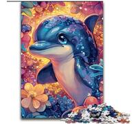 Adult Jigsaw Puzzles 1000 Baby Dolphin, Brain Teaser For Wall Decoration Unique Birthday And Xmas Gifts for for Age 14 (Size 26x38cm)