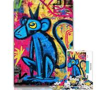 Adult Jigsaw Puzzles 1000 Basquiat-style Monkey 1000 Piece Puzzle,for Educational Game Challenge Toy Birthday Present, Gifts, Wall Art 38x26cm