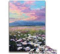Adult Jigsaw Puzzles 1000 Beautiful Field of Flowers 1000 Pieces for Adults,Family Activity Fun at Home Activities, Birthday Present,Travel Gifts (38x26cm)