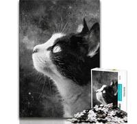 Adult Jigsaw Puzzles 1000 Black And White Cat 1000 Pieces for Adults,Family Activity Fun at Home Activities, Birthday Present,Travel Gifts 38x26cm