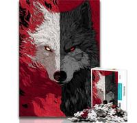 Adult Jigsaw Puzzles 1000 Black And White Wolf 1000 Pieces for Teenagers,Toys Educational Games Stress Relieving Unique Birthday And Gifts (size 75x50cm)