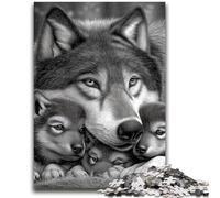 Adult Jigsaw Puzzles 1000 Black And White Wolf Family Fun for Is Ideal As A Gift for The Whole Family for And Age 14 Years Up 50x75cm