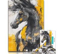 Adult Jigsaw Puzzles 1000 Black Golden Horse Teenager Puzzles,learning Educational Is Ideal As A Gift for The Whole Family 26x38cm