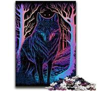 Adult Jigsaw Puzzles 1000 Black Light Wolf for Educational Game Challenge Toy for Is Ideal As A Gift for The Whole Family 50x75cm