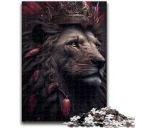 Adult Jigsaw Puzzles 1000 Black Lion King Or Red Art for Educational Game Challenge Toy for Is Ideal As A Gift for The Whole Family 50x75cm