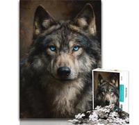 Adult Jigsaw Puzzles 1000 Blue Eyed Wolf 1000 Piece Puzzle,Fun Games Every Piece Is Unique - Challenging Family Fun Game (size 38x26cm)