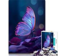 Adult Jigsaw Puzzles 1000 Blue Purple Butterfly 1000 Piece Jigsaw,Challenging Game Gifts for Is Ideal As A Gift for The Whole Family (size 38x26cm)