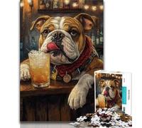 Adult Jigsaw Puzzles 1000 Bulldog And Beer,Help The Brain Exercise Addictive Toys to Cultivate Patience Artists Collection,Fine Art 38x26cm