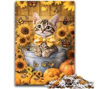 Adult Jigsaw Puzzles 1000 Cat Among Sunflowers 1000 Pieces for Adults,is Ideal As Gifts for The Whole Family Suitable for And 14 (50x75cm)