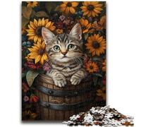 Adult Jigsaw Puzzles 1000 Cat Among Sunflowers for Educational Game Challenge Toy for Is Ideal As A Gift for The Whole Family 50x75cm