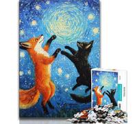 Adult Jigsaw Puzzles 1000 Cat And Fox,Help The Brain Exercise Addictive Toys to Cultivate Patience Perfect Decoration (38x26cm)